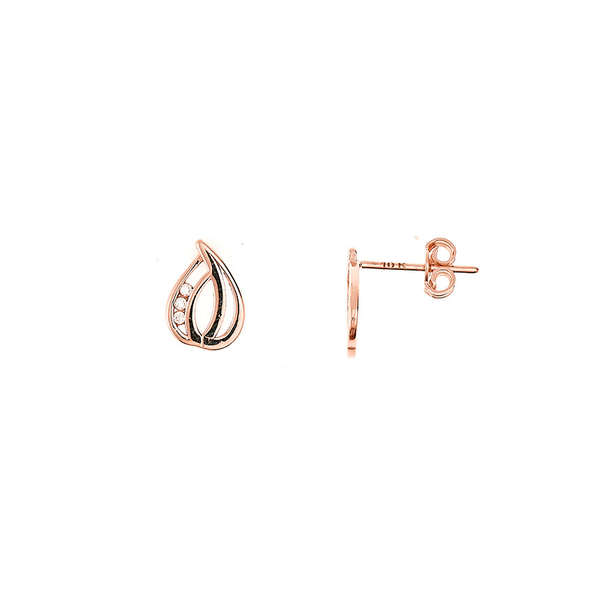 Rose gold zirconia pin earrings BRV12-01-17