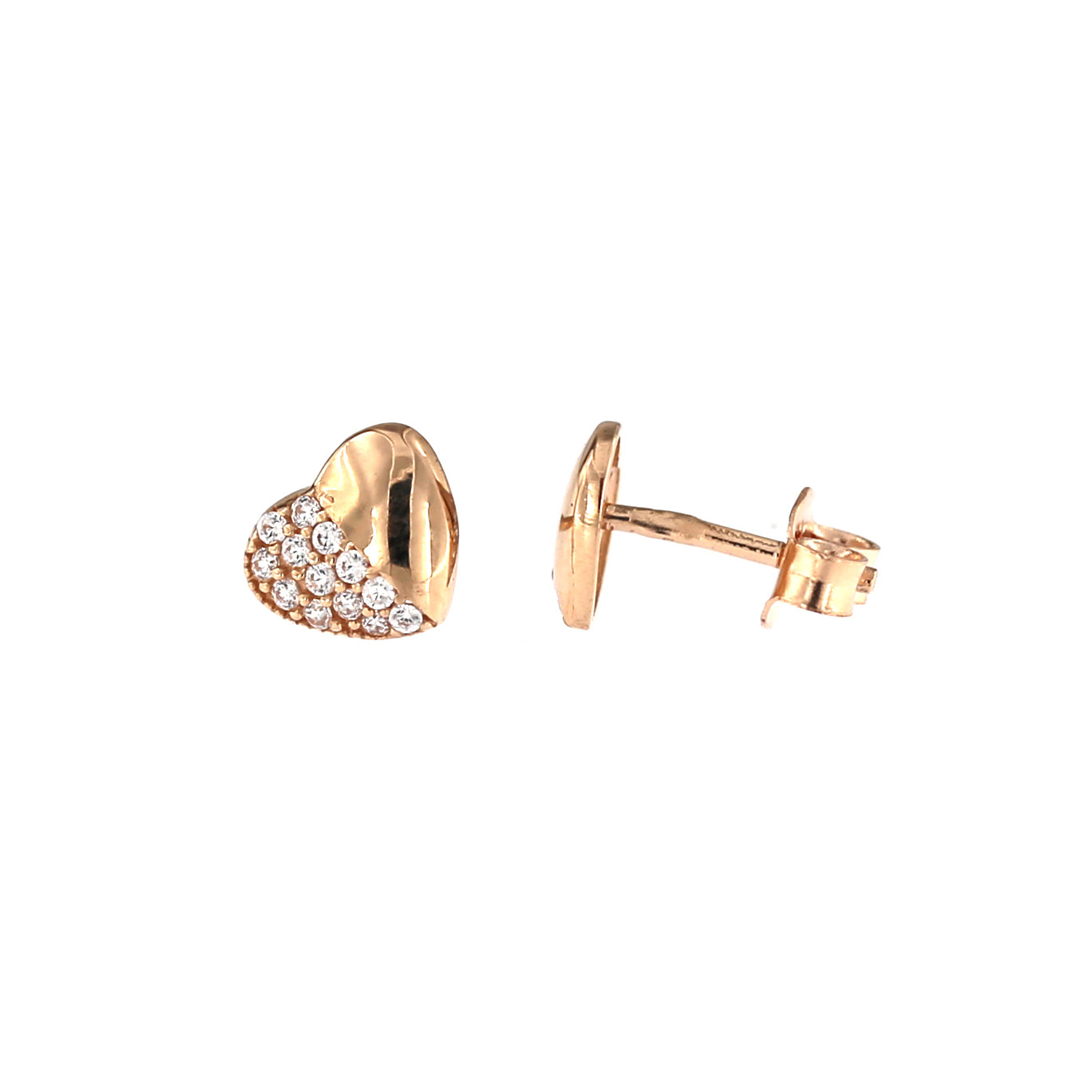 Rose gold heart-shaped pin earrings BRV14-02-27