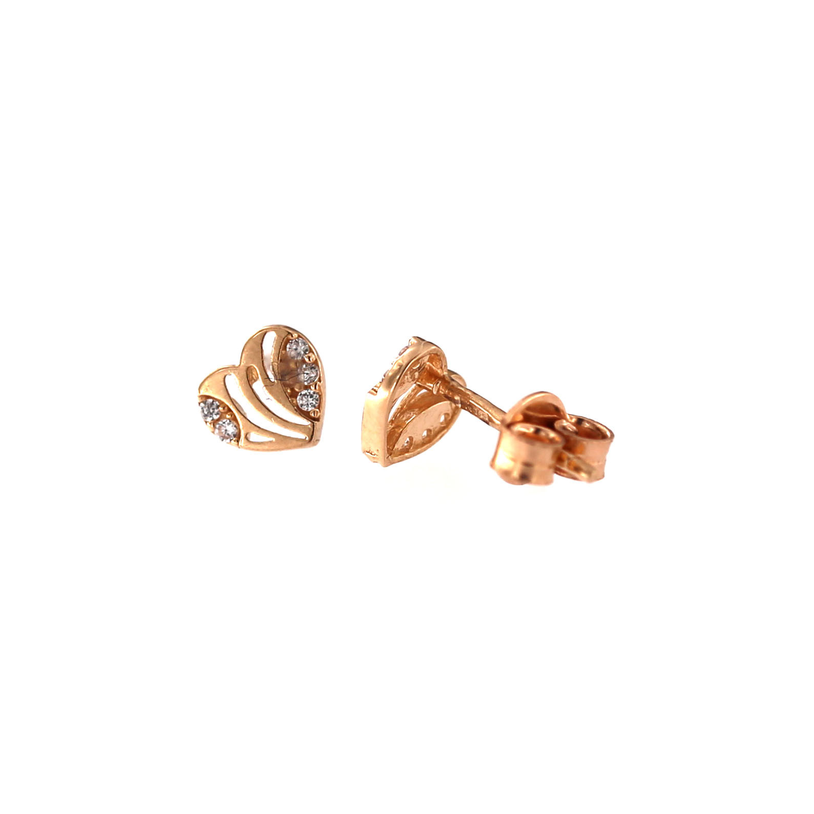 Rose gold heart-shaped pin earrings BRV14-02-33