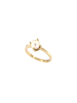 Yellow gold pearl ring...