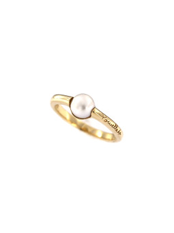 Yellow gold pearl ring...