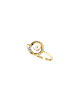 Yellow gold pearl ring...