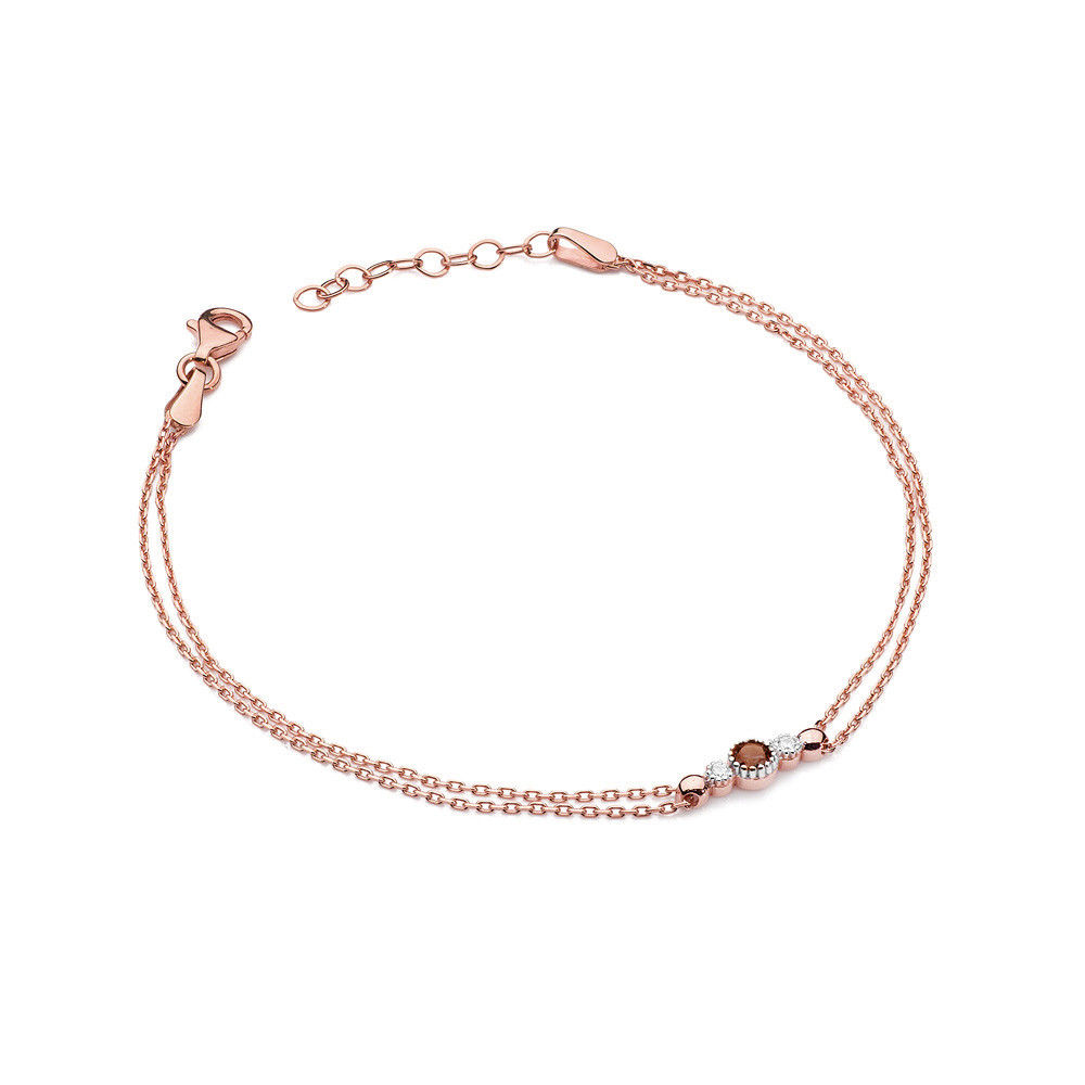 Rose gold bracelet with diamonds and ruby stone EBR03-01