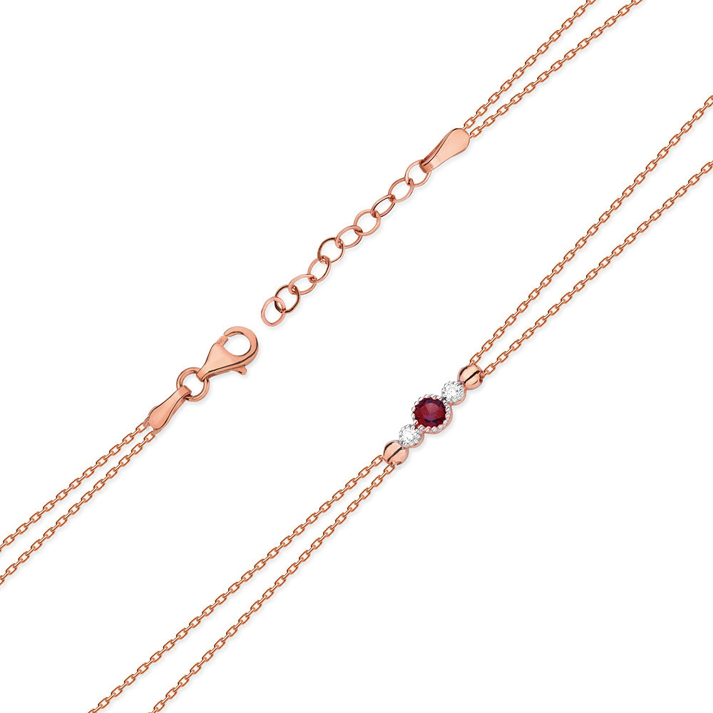 Rose gold bracelet with diamonds and ruby stone EBR03-01