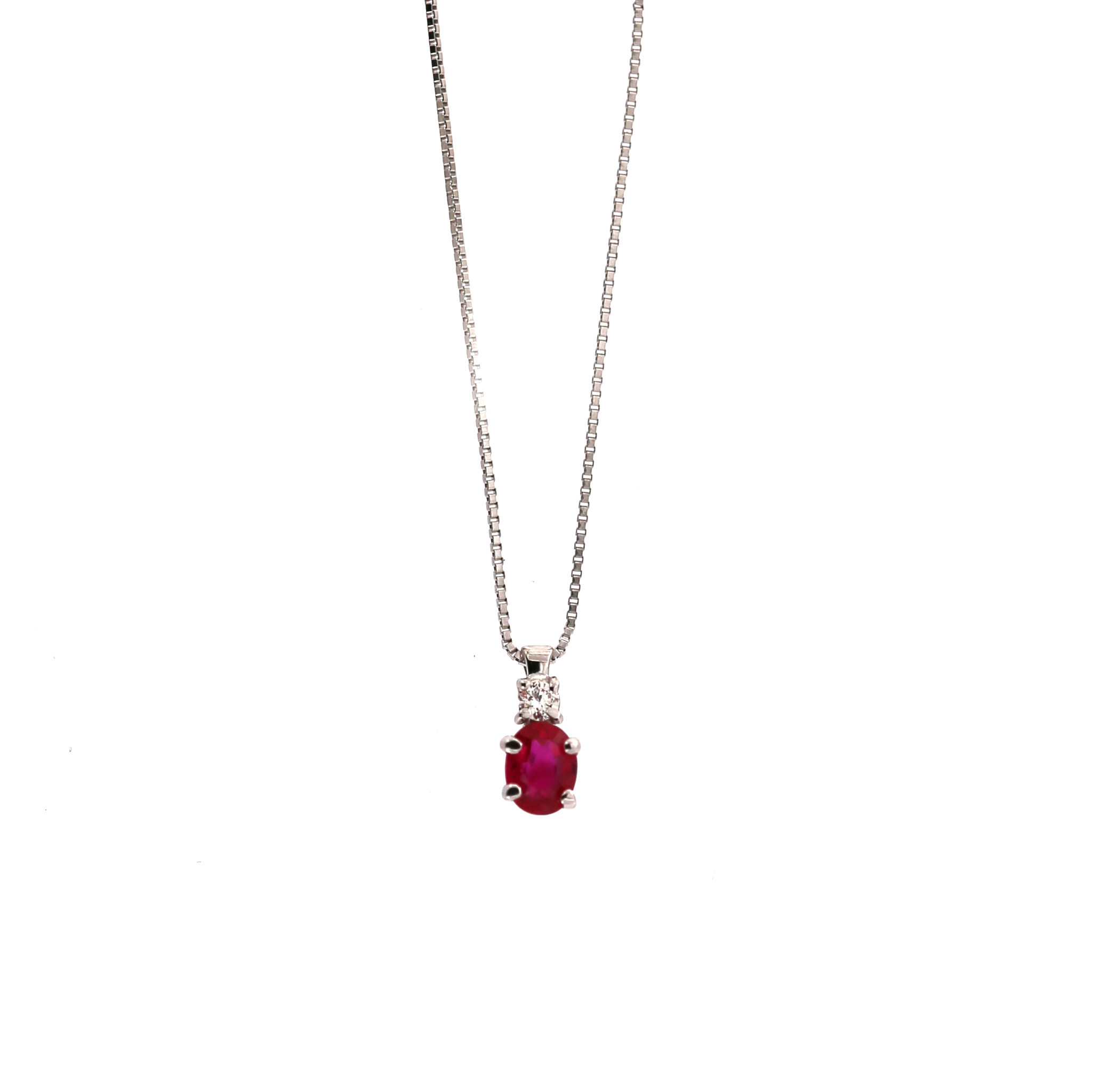 White gold diamond and ruby pendant necklace CPBR09-R-01