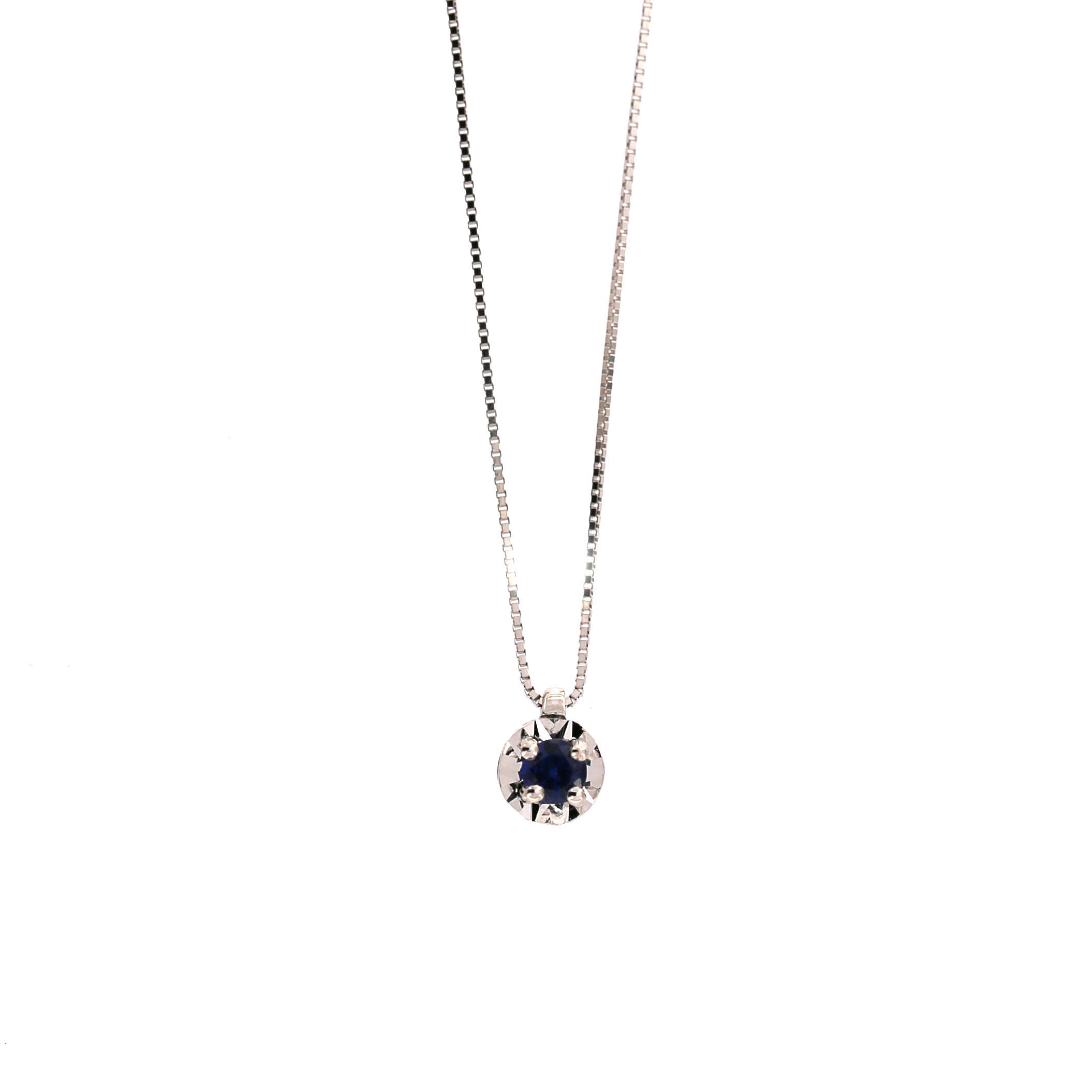 White gold sapphire pendant necklace CPBR09-SAF-02