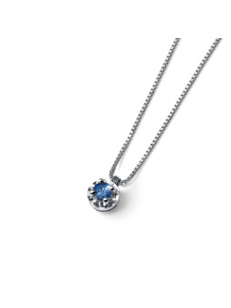 White gold sapphire pendant necklace CPBR09-SAF-02