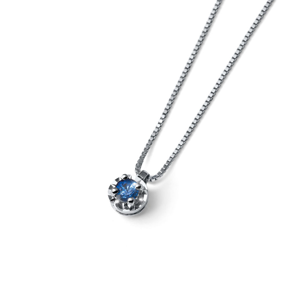 White gold sapphire pendant necklace CPBR09-SAF-02