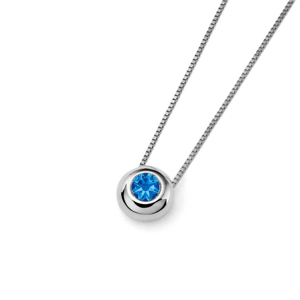 White gold sapphire pendant necklace CPBR09-SAF-10