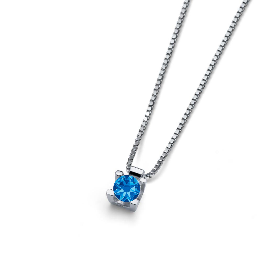 White gold sapphire pendant necklace CPBR09-SAF-11