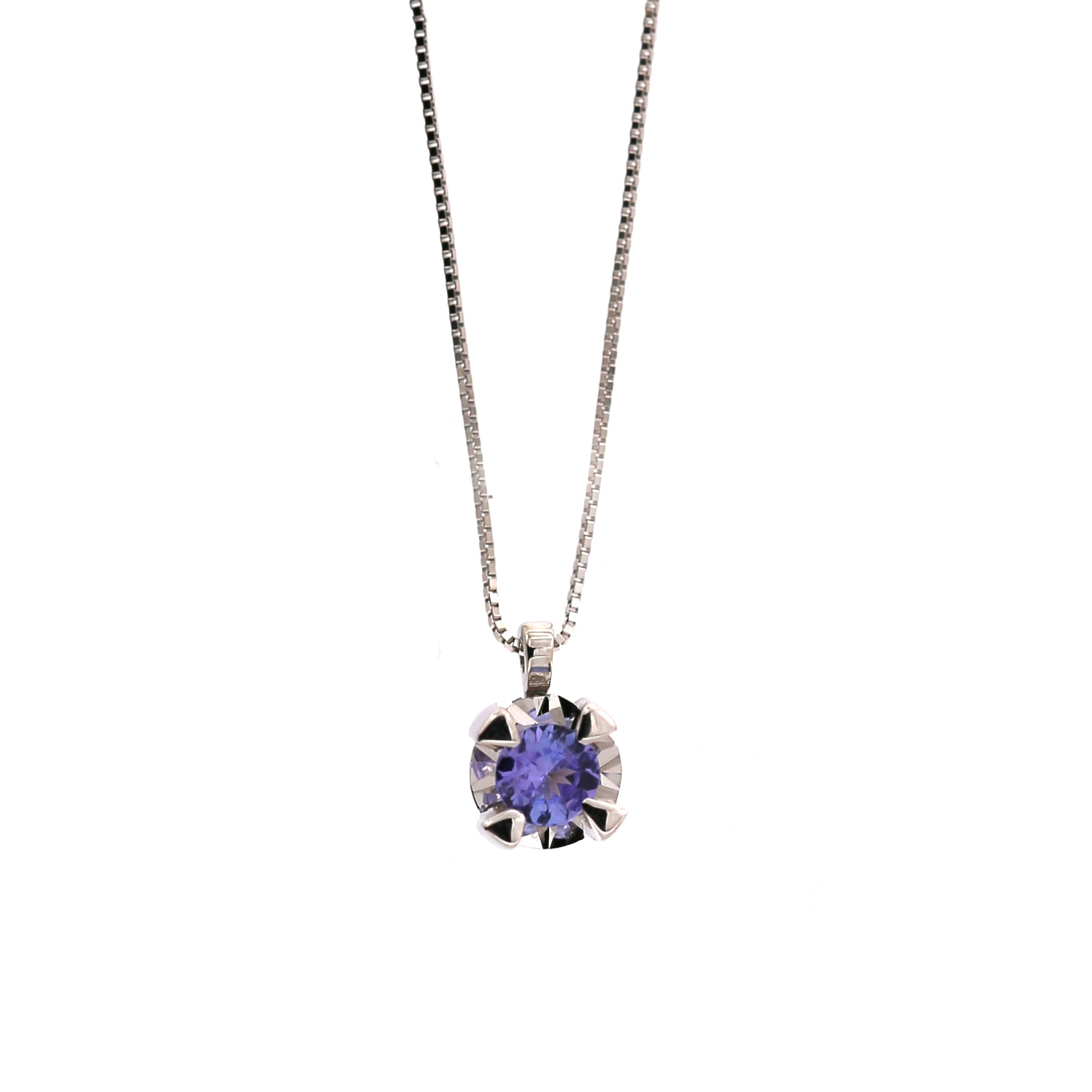 White gold tanzanite pendant necklace  CPBR09-T-02