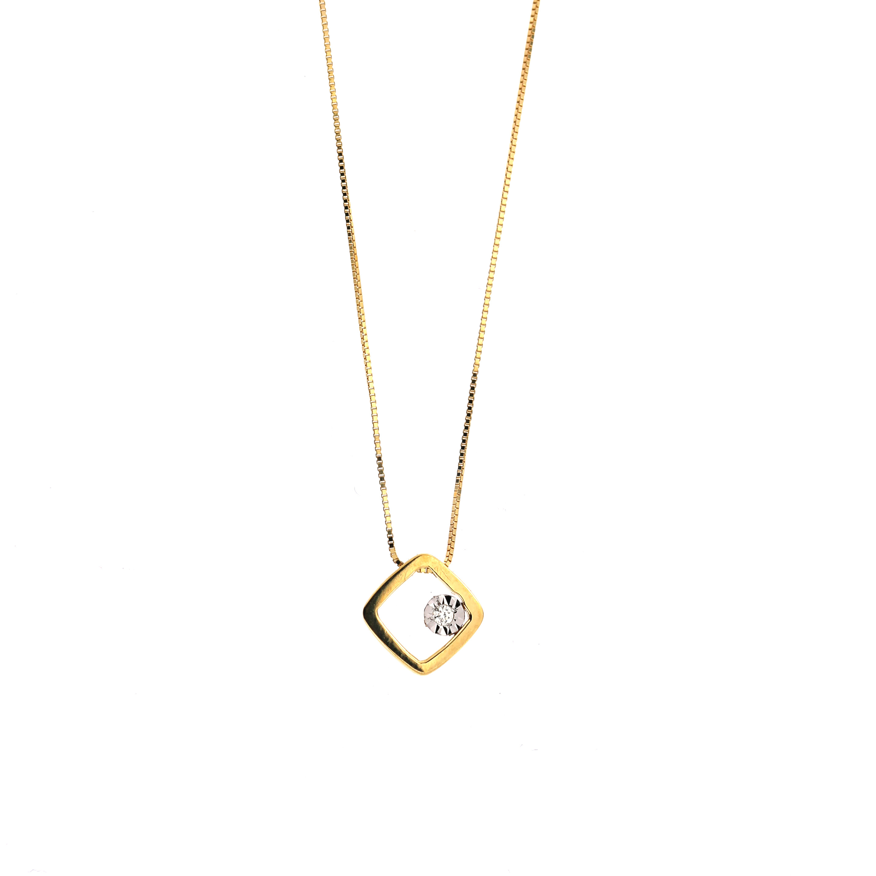 Yellow gold diamond pendant necklace CPGR05-03