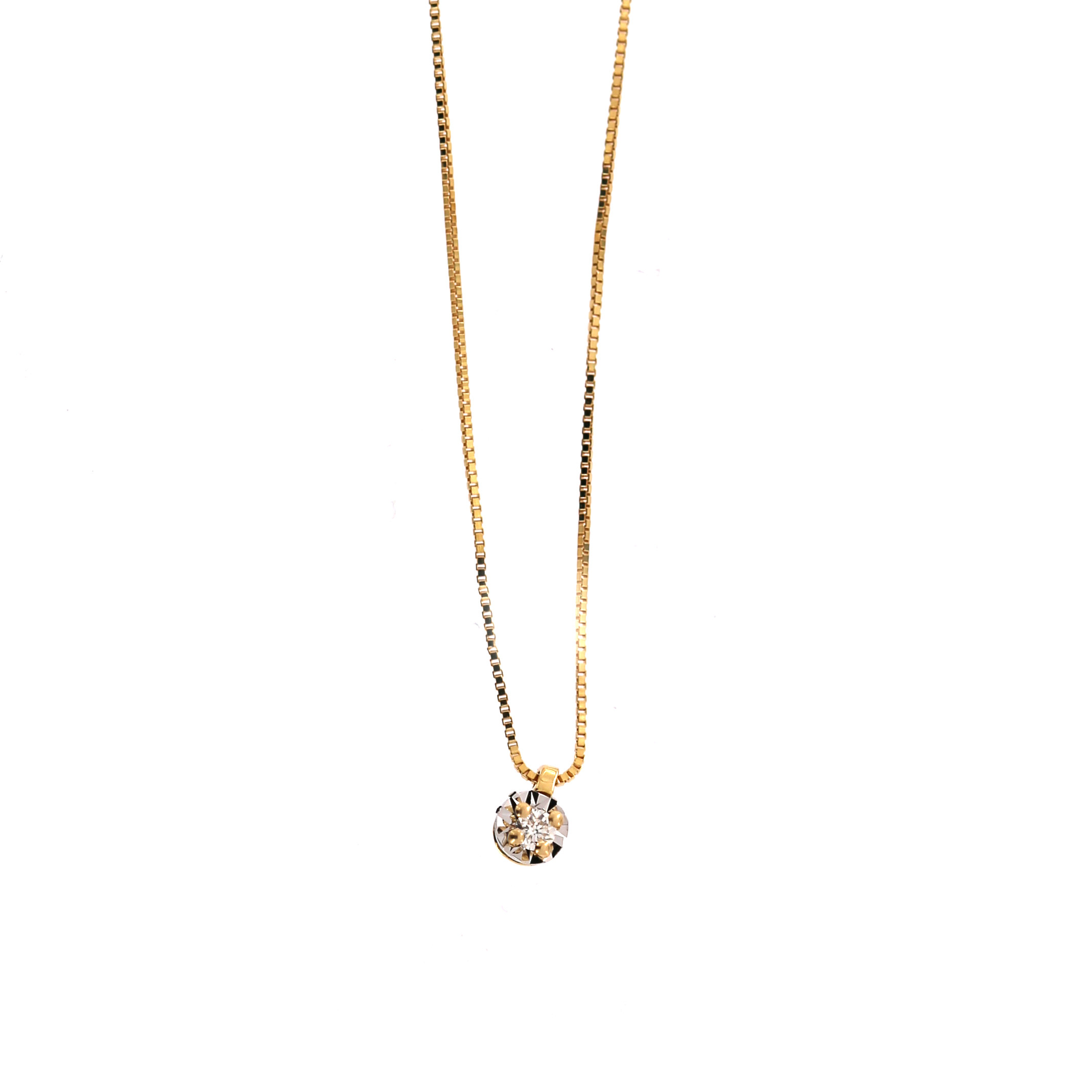 Yellow gold diamond pendant necklace CPGR06-01