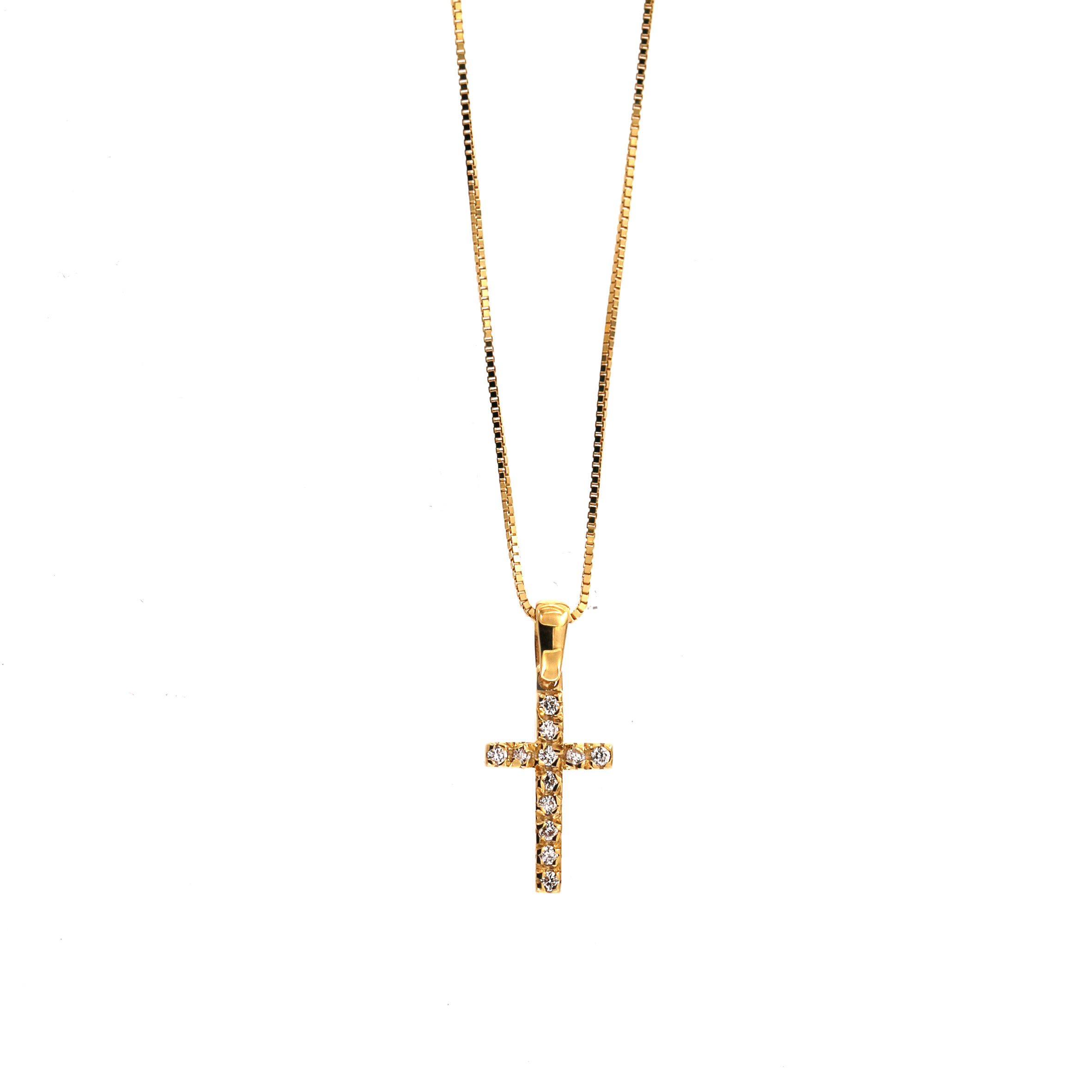 Yellow gold diamond pendant necklace CPGR09-01