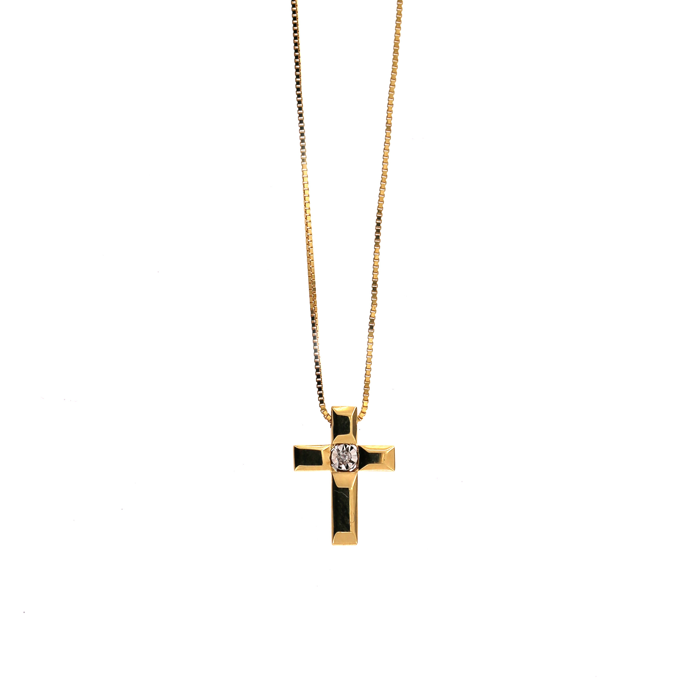 Yellow gold diamond pendant necklace CPGR09-02