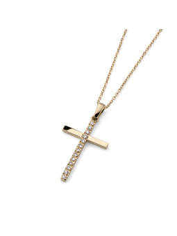 Yellow gold diamond pendant necklace CPGR09-05