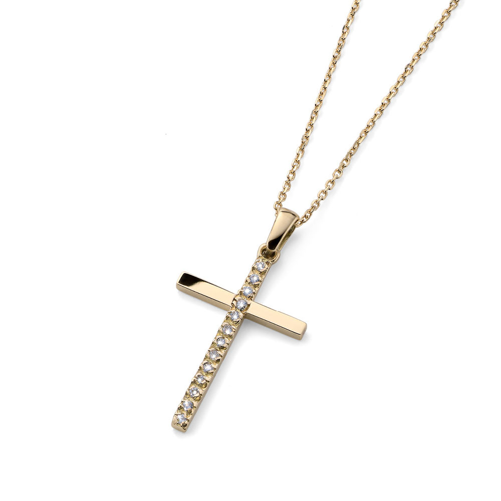 Yellow gold diamond pendant necklace CPGR09-05