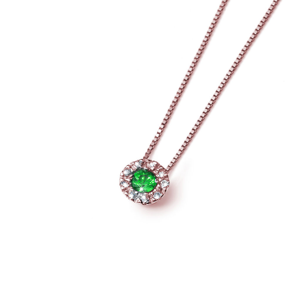 Rose gold emerald pendant necklace CPRR11-SM-02