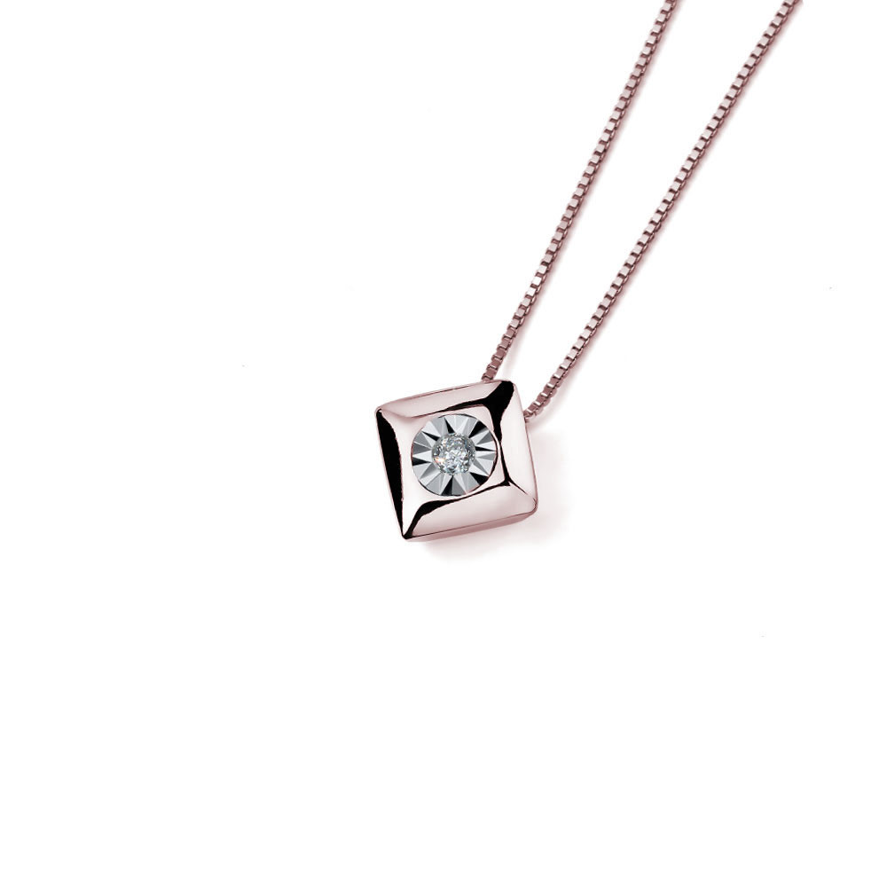 Rose gold diamond pendant necklace CPRR13-02