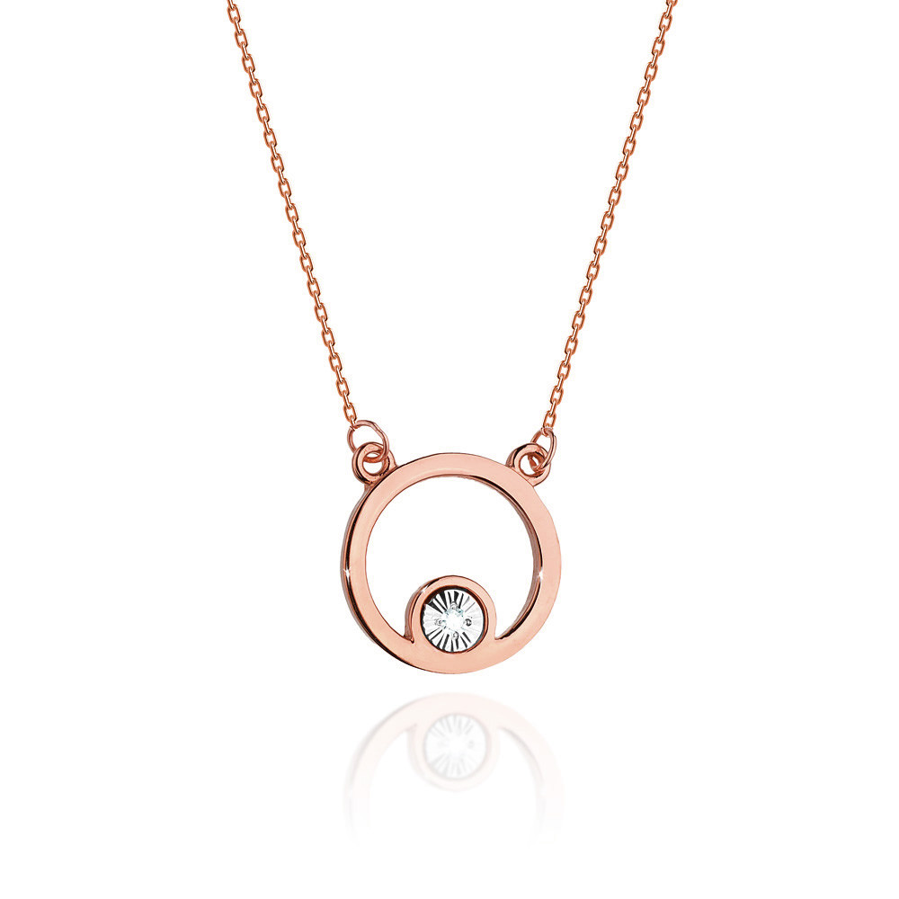 Rose gold diamond pendant necklace CPRR05-12