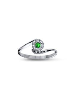 White gold ring with emerald and diamonds DBBR14-S-04