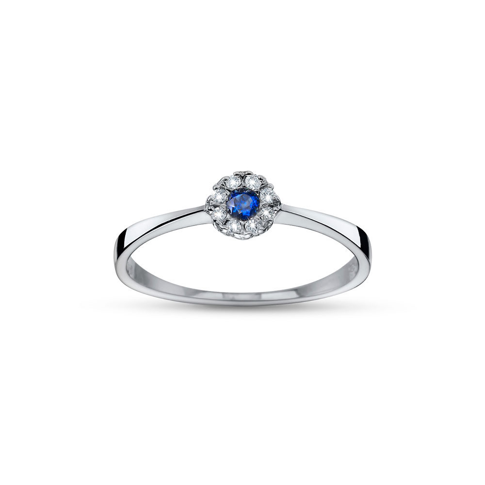 White gold ring with sapphire and diamonds DBBR14-SAF-09