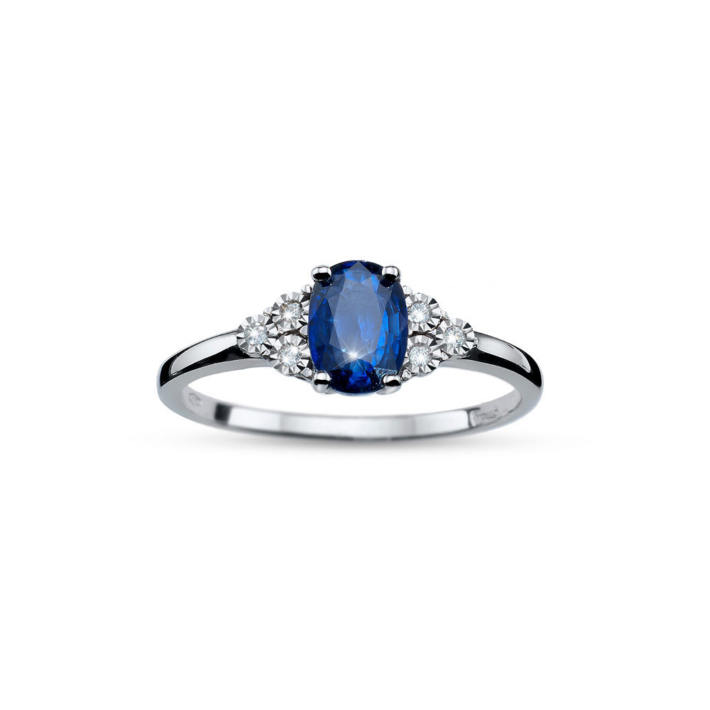White gold ring with sapphire and diamonds  DBBR14-SAF-11