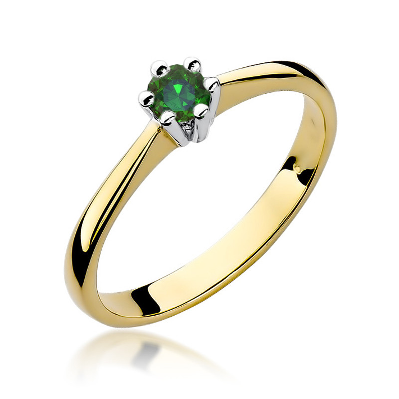 Yellow gold ring with emerald DGBR12-S-04