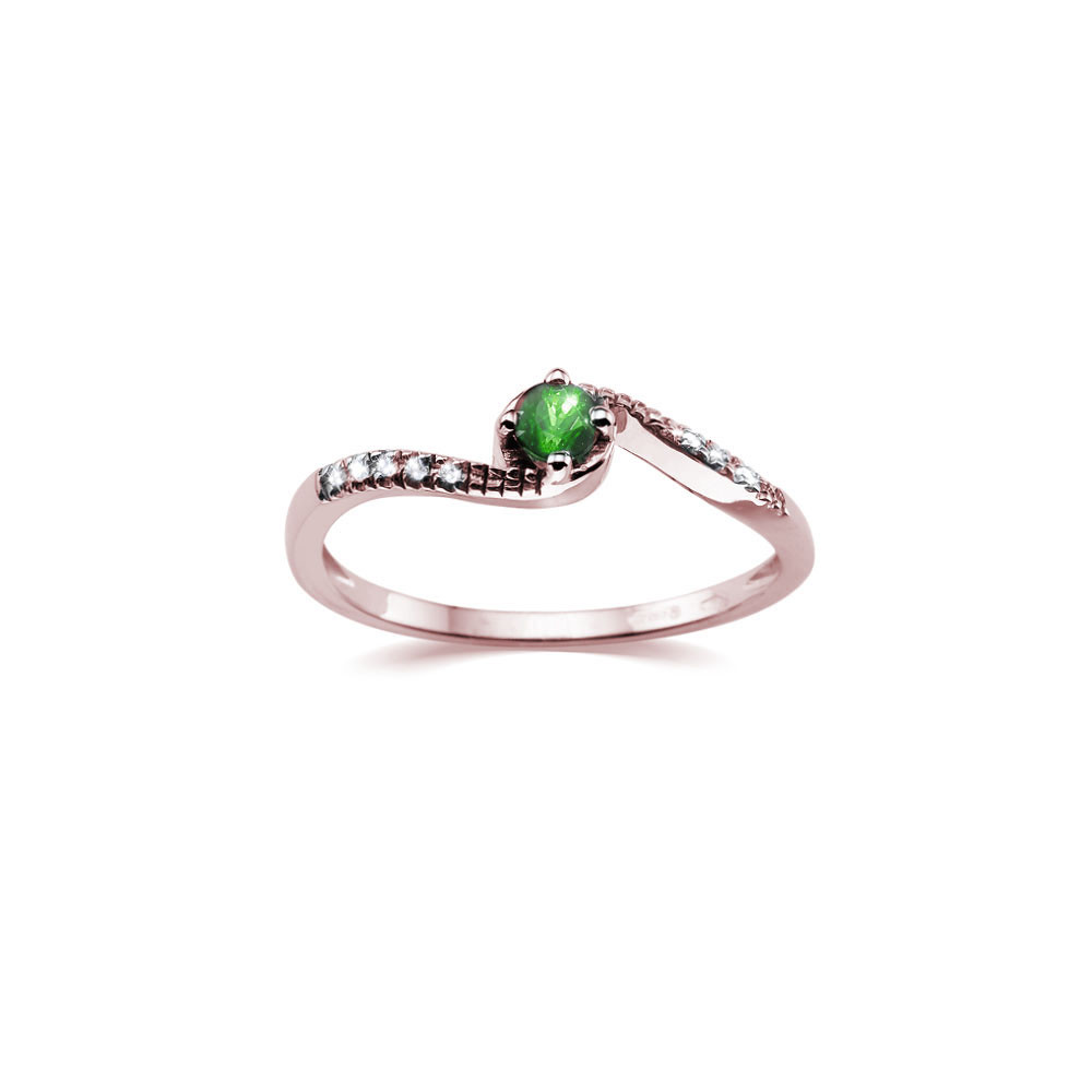 Rose gold ring with emerald and diamonds DRBR17-SMRGD-24