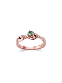 Rose gold ring with emerald and diamonds DRBR17-SMRGD-25