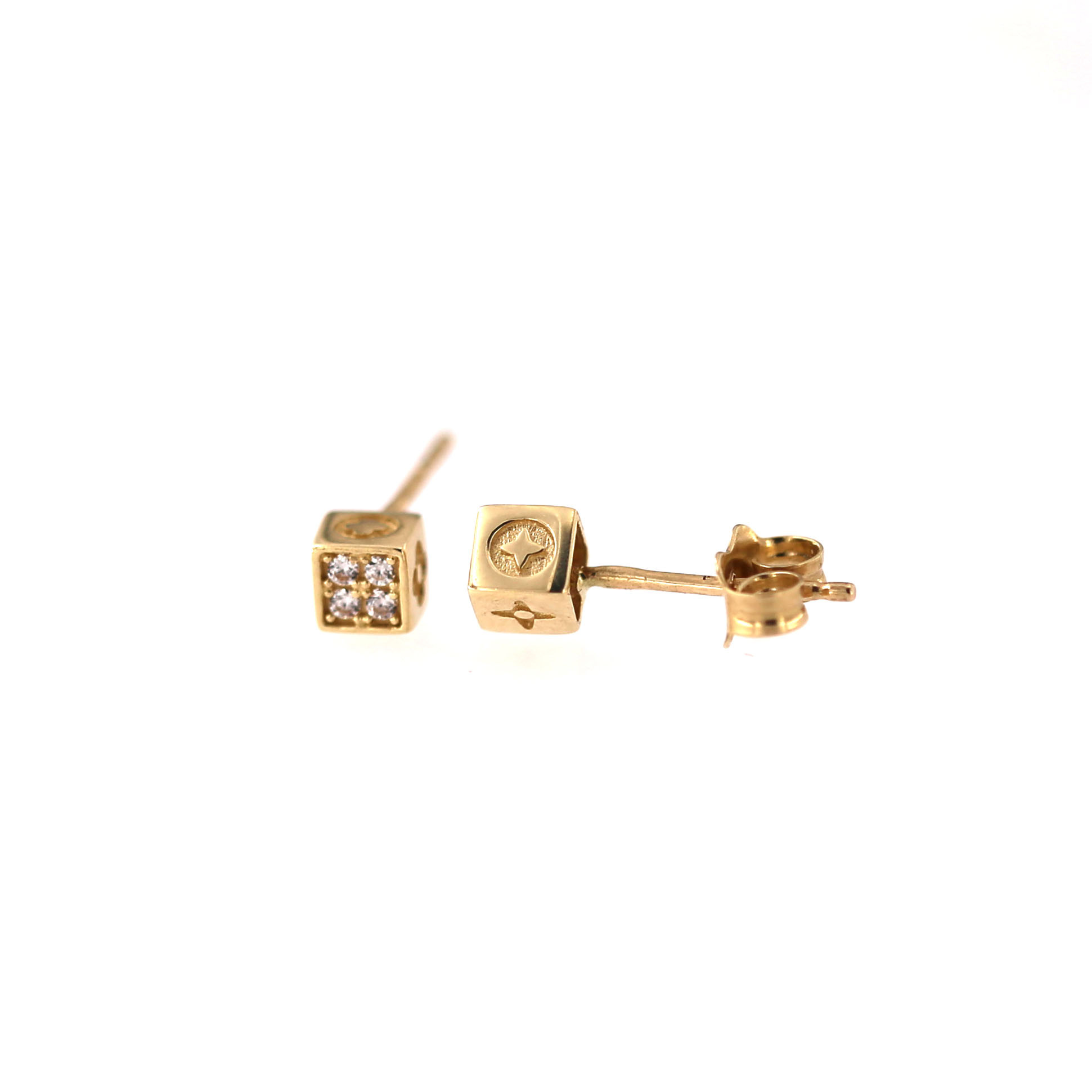Yellow gold stud zirconia earrings BGV06-01-06