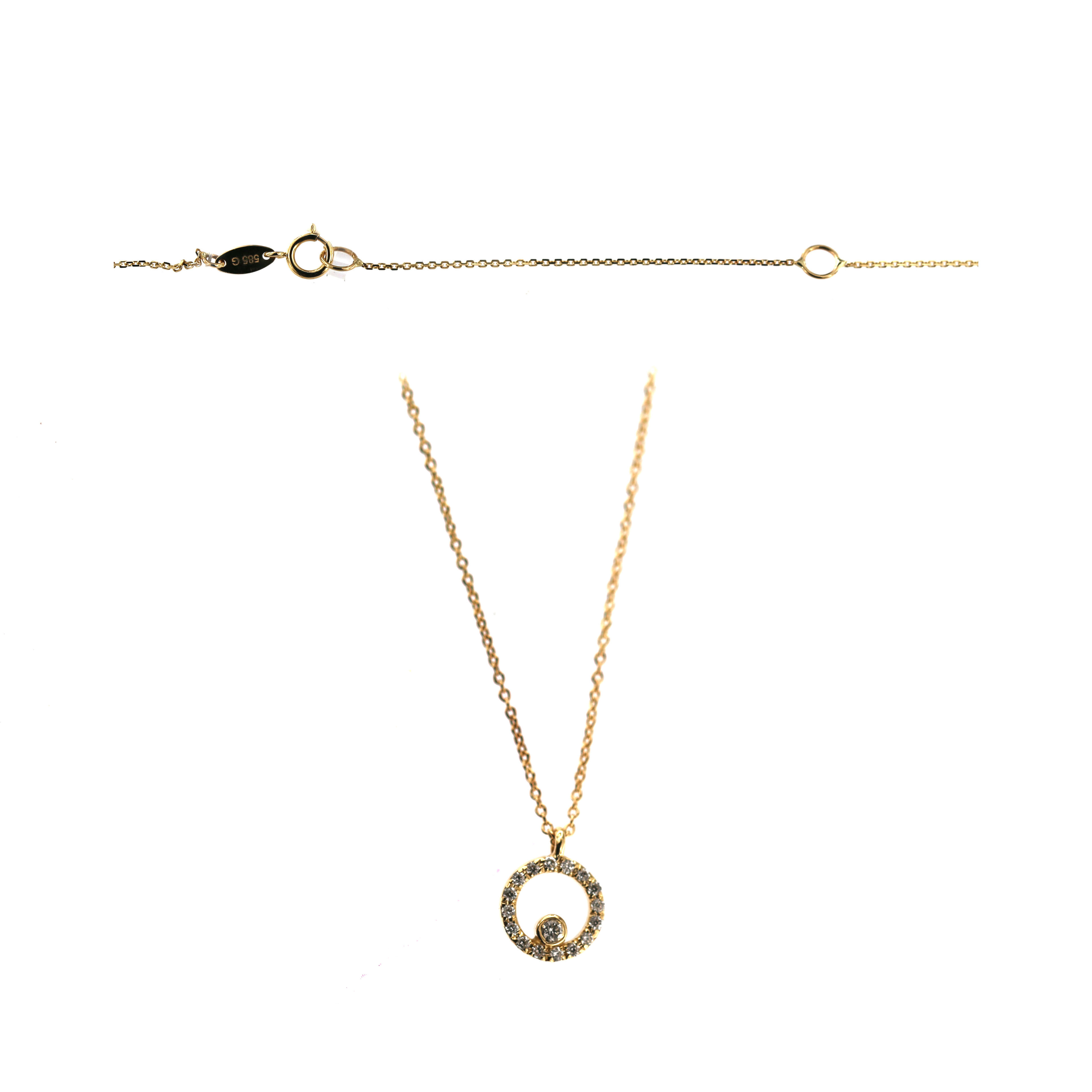 Yellow gold diamonds pendant necklace CPGR05-09