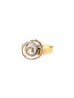 Yellow gold pearl ring...