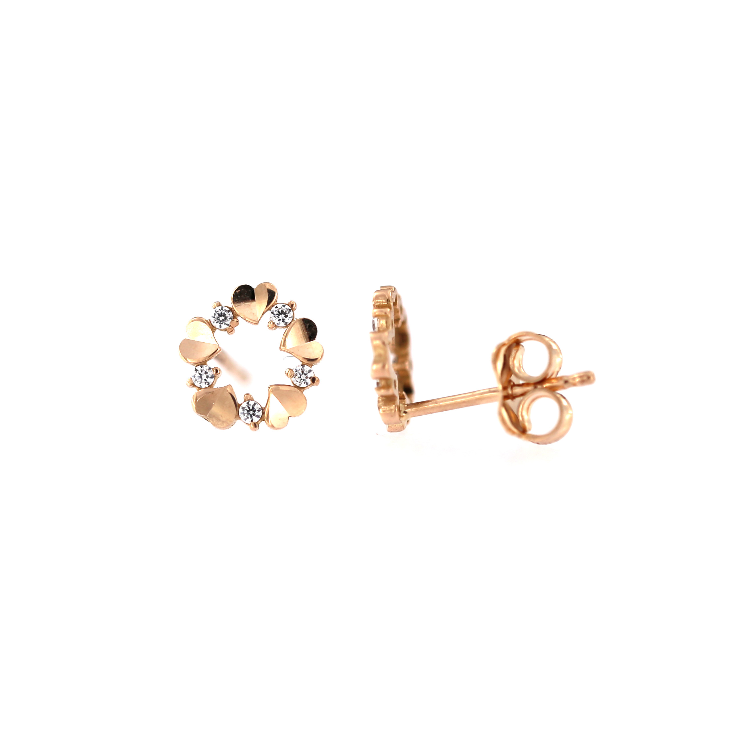Rose gold zirconia pin earrings BRV12-01-09