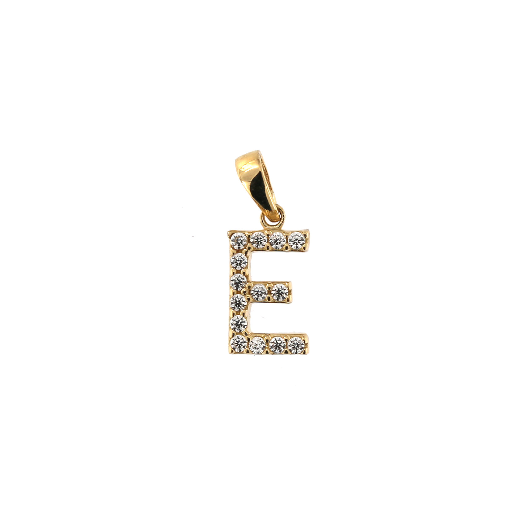 Yellow gold initial letter pendant AGR-E-03