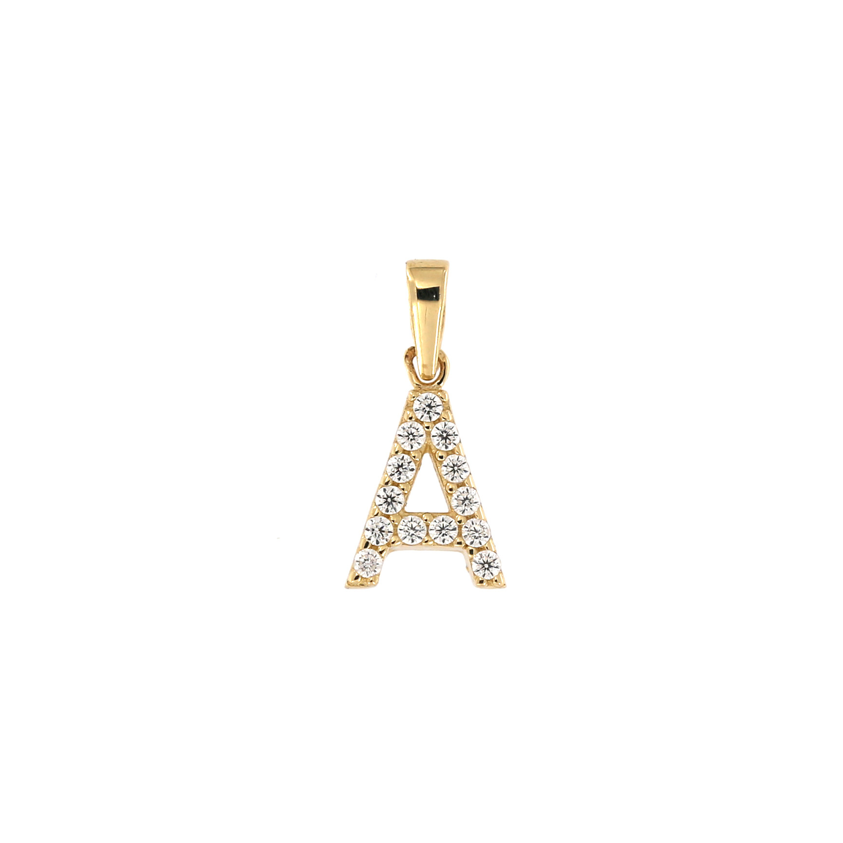 Yellow gold initial letter pendant AGR-A-03