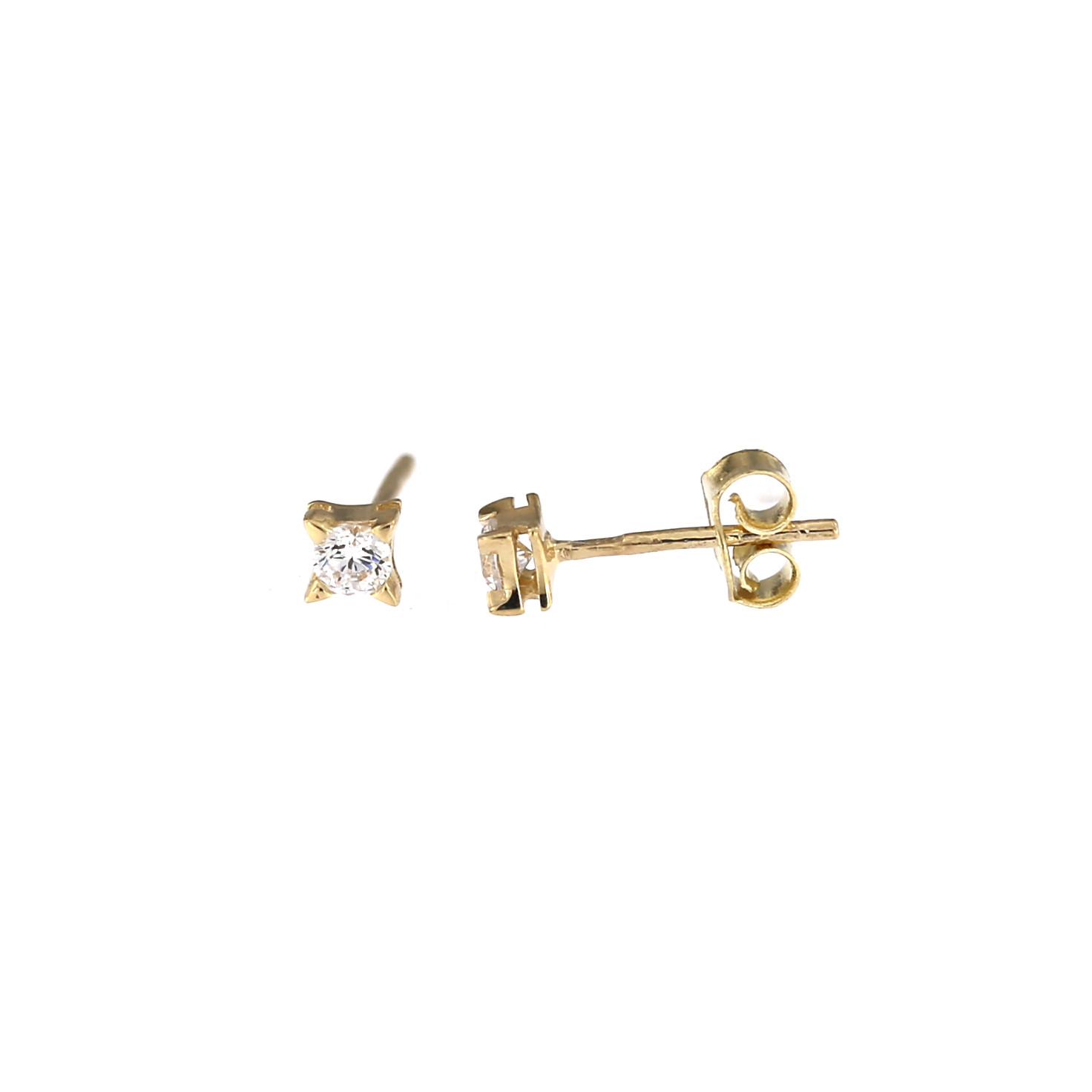 Yellow gold stud zirconia earrings BGV03-06-04