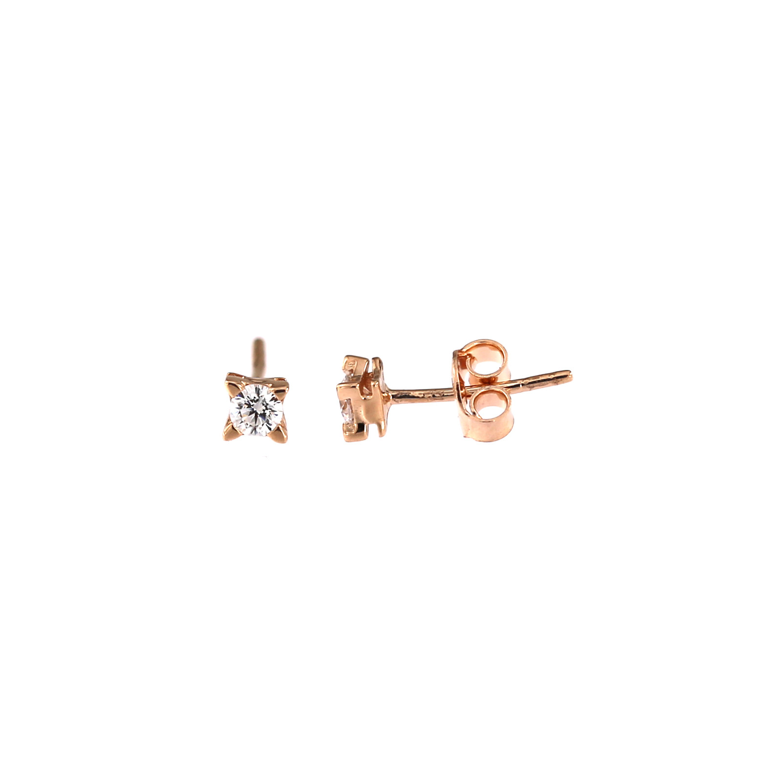 Rose gold zirconia stud earrings BRV03-08-24
