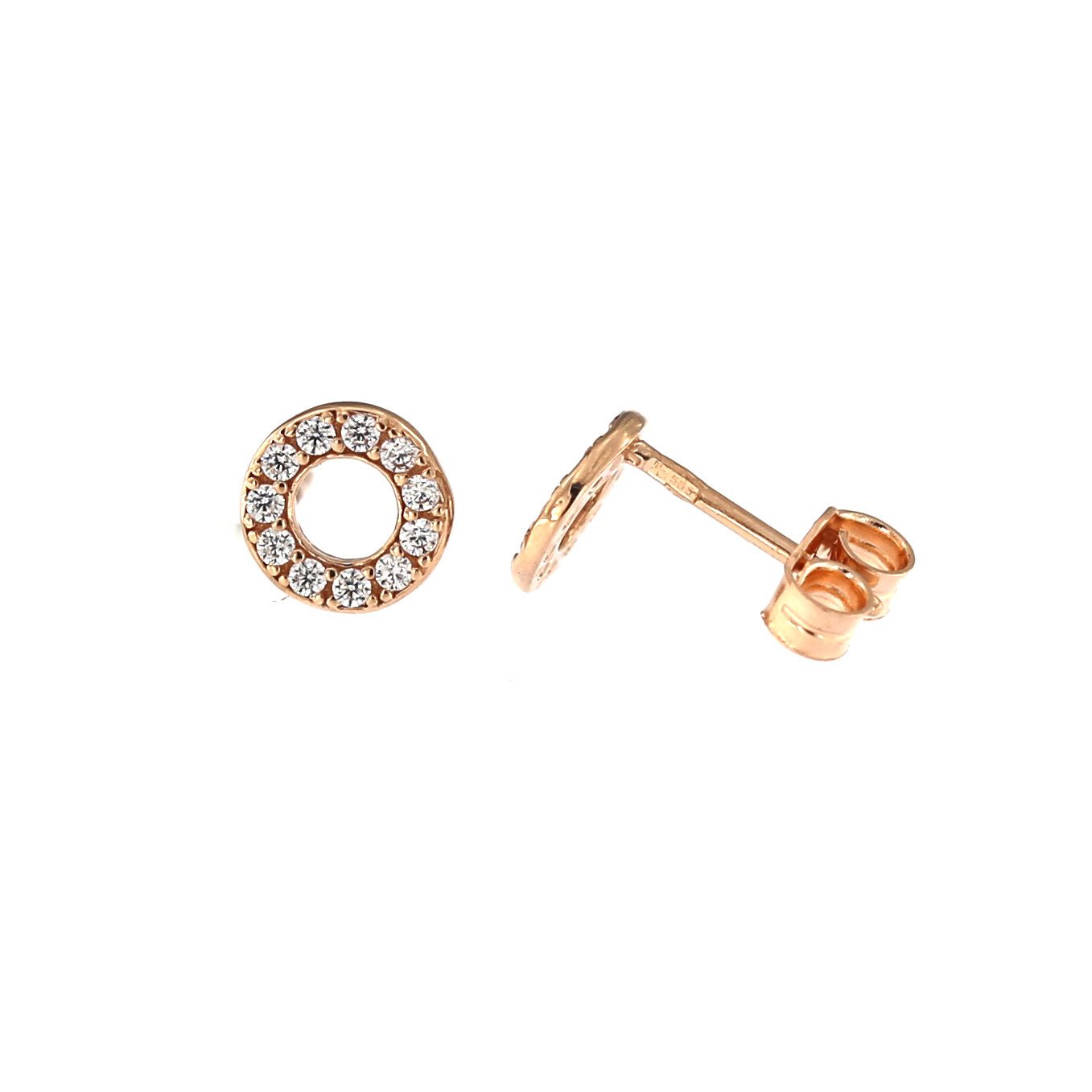 Rose gold zirconia pin earrings BRV12-01-12