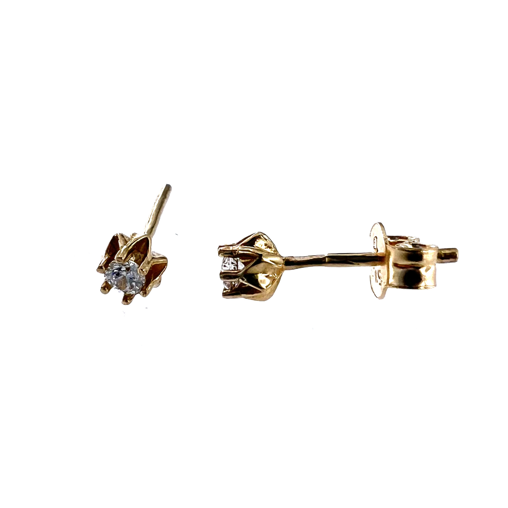 Yellow gold stud zirconia earrings BGV03-07-02