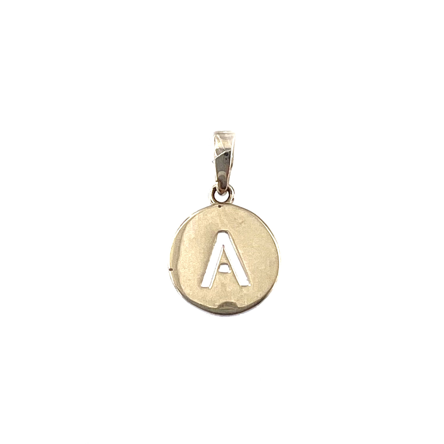 Yellow gold initial letter pendant AGR-A-06
