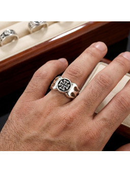 Sterling silver cross ring BIKER-Ž-06