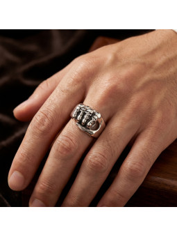 SILVER SKULL RING BIKER-Ž-12