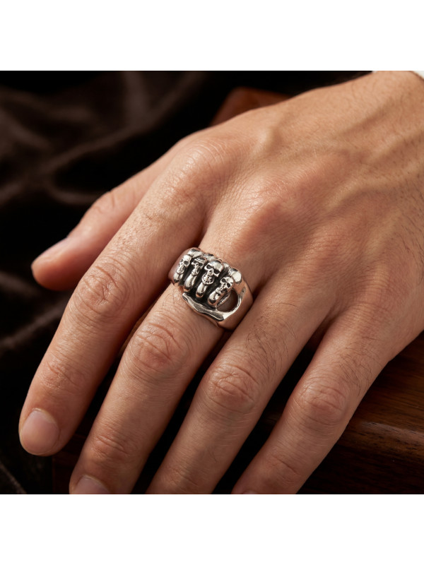SILVER SKULL RING BIKER-Ž-12