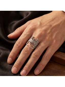SILVER BAT RING BIKER-Ž-15