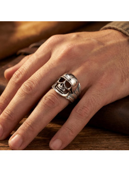 Sterling Silver Soldier Skull Ring BIKER-Ž-20