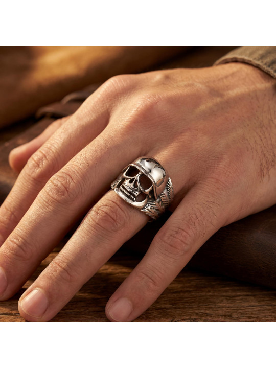 Sterling Silver Soldier Skull Ring BIKER-Ž-20