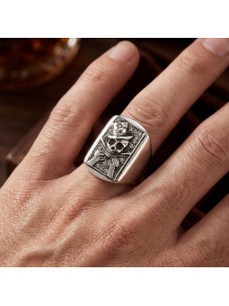 Sterling Silver Pirate Skull Ring BIKER-Ž-24 D22