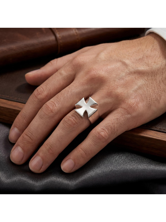 Sterling Silver Maltese Cross Ring BIKER-Ž-22