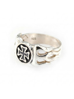 Sterling silver cross ring BIKER-Ž-06
